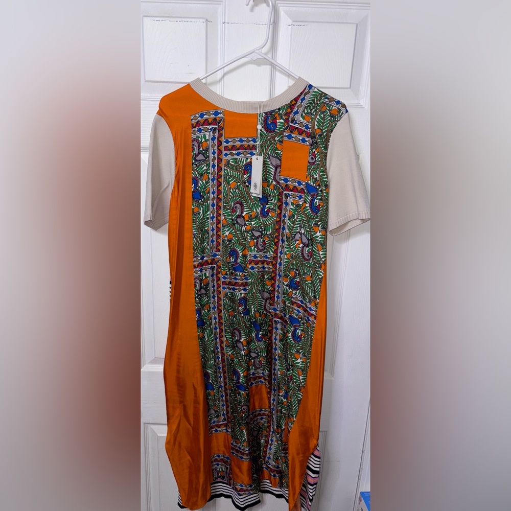 Tory Burch Silk front sweater dress